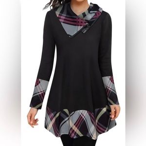 Miusey Cowl Neck Tunic Top